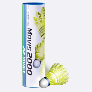 Yonex Mavis 2000 Yellow Middle (Blue Cap) Nylon Shuttlecocks (6 Pcs)